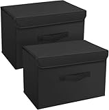 Homsorout 4 Stück Aufbewahrungsboxen mit Deckel, Faltbare aufbewahrungsbox mit Griff, Aufbewahrungskorb Stoff, Ordnungsboxen box mit deckel, Faltbox für Kleidung, Bücher, Weiß