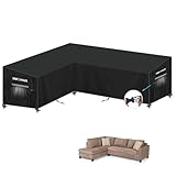 SIMPHAUS Schutzhülle für Loungemöbel L Form,Ecksofa Abdeckplane Loungemöbel L Form Abdeckung Ecksofa Outdoor Gartenmöbel Abdeckung Wasserdicht Winddicht Anti UV 420D Oxford Gewebe 180x240x90x80/60cm