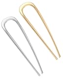 IPNSDON 2Pcs große U-förmige Haarnadeln aus Metall, französischer Dutt, geeignet für Damen- und Mädchenfrisuren, geeignet für Abschlussfeiern, Zeremonien, exquisite Anlässe (Gold, Silber)
