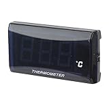 Motorrad-Wassertemperaturanzeige, Motorrad-Wassertemperaturmessgerät, Motorrad-Wassertemperaturanzeige mit Installationszubehör DC12V LCD Super Slim ABS für Motorräder (Blaue