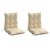 vidaXL Niedriglehner Auflagen 2 STK., Gartenstuhlauflagen mit Bänder, Sitzauflagen Polster für Gartenstuhl, Polsterauflagen, Beige Oxford-Gewebe