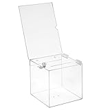 Losbox aus Acrylglas in 200x200x200mm mit Schloß und Topschild DIN A4 Hoch - Zeigis® / Spendenbox/Aktionsbox/Gewinnspielbox/transparent/durchsichtig/Acryl/Plexiglas® / abschließbar/versperrbar