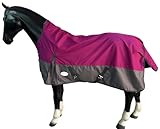 eQuitack Your Passion Is Our Mission Regendecke Winterdecke Turnout 100% Wasserdicht 600D mit Fleece Highneck Multi Farbe Raspberry/Grau - 165cm