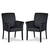 POWERSTONE Chefsessel Akzentstuhl Stoff Gästestuhl Bürostuhl Rezeption Wartezimmer Sessel mit Holzbeinen Einzelsofa Heimkino Sitzgelegenheit 2 Stück schwarz