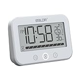 BALDR Badezimmer Uhr IP24 Wasserdicht Digitale Kinder-Duschuhr mit Temperatur und Luftfeuchtigkeit, 99 Minuten Countdown mit Alarm, Saugnapf Stehend Wasserdichter Großer LCD-Timer mit 2 Saugnapf