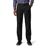 Amazon Essentials Herren Anzughose mit Falte und Erweiterbarem Bund, Klassisch Geschnitten, Schwarz, 42W / 32L