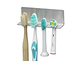 STYYL/Zahnbürstenhalter 4 Plätze aus Edelstahl, Klebebefestigung KEIN Bohren, Handmade in Germany