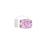 MUXIJIA 1x20er Mini Lichterkette Innen Außen Batterie mit Sterne Mond Fluoreszierende Wandsticker für Party Garten Hochzeit Weihnachten Beleuchtung Deko (2.1 metre/6.89 Ft Mehrfarbig)