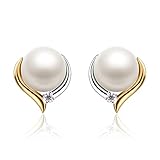 Jewlldeen Perlenohrringe Silber 925 Damen Ohrstecker Sterling Silber Ohrschmuck Schmuck Perlenohrstecker