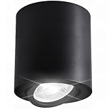 Retoo Aufbauspot LED Schwarz Ø80x85mm – Halogen Aufbauleuchte Geeignet für GU10 Fassung, Aufputz Deckenspot mit Einstellbarem Lichtwinkel, Wandleuchte und Deckenleuchte aus Metall