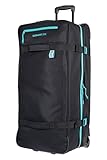 Elephant Trolley Reisetrolley Herren Damen Travel Trolly XXL Koffer 100 Liter 80 cm Reisetasche groß 3 Fächer Tauchtrolley Gepäck Reise One ECO 13133 + Koffergurt (Black Turquoise (schwarz türkis))