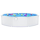 Willood Stahlwandpool Set Robuster Pool in Weiß mit winterfester Blauer Innenfolie mit Stahlwand Rund 550x120 cm Weiß