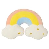 Moon Rainbow Cloud Kissen, weiches Plüschkissen, Wolkenform, gefüllt, Regenbogen und Mond, Kinderzimmer, Dekoration, Sofa, Schlafkissen, Wolke, Überwurfkissen, Plüsch-Sofakissen, Auto-Nackenkissen