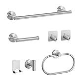 7-Teiliges Badezimmerzubehör-Set, Edelstahl Badezimmer Eisenwaren Set in Silber Badezimmer Turm Rack Set Wand montiert umfasst 40cm Handtuchhalter Toilettenpapierhalter Handtuchring Handtuchhaken
