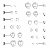 Diamday 12 Paar Faux Perlen Ohrstecker für Frauen Mädchen Runde Kugel Perlen Ohrringe ür Damen Hypoallergen Mischgrößen 4-12MM