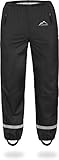 normani Kinder-Regenhose 2-Wege-Stretch Überziehhose Unisex für Jungen und Mädchen ungefüttert - Wasserdicht (Wassersäule: 5000 mm, Winddicht und Atmungsaktiv Farbe Schwarz Größe 140