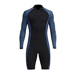 YYLUOYANG TauchanzüGe 1,5mm Shorty Herren Neoprenanzug Front Zip Lange Ärmel Tauchen Anzug for Unterwasser Schnorcheln Schwimmen Surfen Taucheranzug(Blue,XXXL)