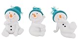 Geschenkestadl 3 Stück Schneemann Figuren türkis sitzend 11,5cm Weihnachten Dekofiguren Winterdeko