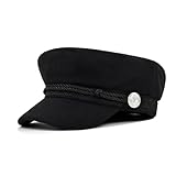 VANTOBEST Modische Damen-Mütze, Fiddler-Cap, Schirmmütze für Alle Jahreszeiten, Französische Baumwolle, Bäckermütze, Schwarz, 1