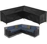 nomiou Gartenmöbel Abdeckung L-Form Lounge Abdeckung Wasserdicht Rattan Sofa Abdeckung für Gartenmöbel Schutzhülle, Abdeckplane für Ecksofa, Eck-Loungegruppe, Loungemöbel, 215x215x80x85cm