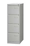 BISLEY Light Hängeregistraturschrank, einbahnig, DIN A4, 4 HR-Schubladen, 100 Prozent Schubladenauszug, Metall, 645 Lichtgrau, 62.2 x 41.3 x 132.1 cm