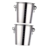 Cabilock 2st Tragbarer Eiskübel Fass Multifunktionaler Weinkübel Eisbehälter EIS Eimer Ktv-eiskübel Cocktail-eiskübel Stangeneimer Eiskübel Für Partys Bar Eiskübel Silver Rostfreier Stahl
