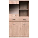 ok-living OKL breiter Standschrank Tomi Glasvitrine Schrank für das Esszimmer Vitrine für Wohnzimmer Möbel mit Glas Möbel mit Glastüren Wohnzimmermöbel 80 x 145 x 34 cm - Sonoma
