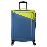 American Tourister Daring Dash - Spinner M, Expandable Suitcase, 66.5 cm, 67/75 L, Green/Blue (Lime/Coronet)