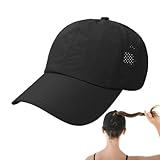 KRYMSON 1 Stück Damenmütze, Damen-Laufmütze, Schwarze Baseballkappe, Mesh-Cross-Pferdeschwanzmütze, Schnell Trocknende Sportmütze, Verstellbare Laufmütze, Geeignet Für Sport, Urlaub, Reisen
