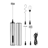 Elektrischer Schneebesen – Aufschäumer für Kaffee | 3-Gang-Edelstahlstab-Schneebesen tragbarer Schaum-Mixer leise für Küche Home Bar Tee Schokolade