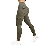 BIISDOST Leggings für Damen, hohe Taille, Fitnessstudio, Fitness, Yoga, leger, Übergröße, Arbeitskleidung, Fitnesshose, hochelastisch, eng, schnell trocknend, Workout, Laufhose mit Taschen, grün, XL