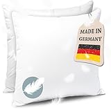 KNERST Kopfkissen Federkissen Made in Germany - Kissen mit 100% Federfüllung - Federkopfkissen mit Bezug aus Baumwolle - Ökotex-Zertifiziert - Füllkissen für erholsamen Schlaf - Kissen 80x80 2er Set