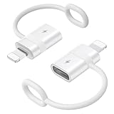 MoKo USB C auf Lightning Adapter mit 36W PD Schnellladung, USB-C Buchse auf Lightning Stecker Adapter für iPhone 14/13/12/11/iPad/iPod/AirPods, mit Anti-Lost Loop, Nicht für Audio/OTG, Weiß