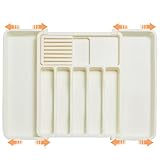ZHUlYIWIN Besteckkasten für Schubladen, verstellbarer Schubladen Organizer Küche mit 2 Messerhalter, Erweiterbarer Besteckeinsatz für Schubladen Cutlery Organizer Kücheaus aus Kunststoff (Weiß-BX)
