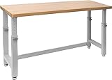 Seville Classics Höhenverstellbare Werkbank, 182.8 x 63.5 x 72.4 - 106.7 cm, grau