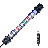 VARMHUS Tauchen Aquarium Licht,Aquarium LED Beleuchtung mit Timer Auto On/Off Dimm-Funktion,3 Lichtmodi Dimmbar,10 Helligkeitsstufen optional&3Stufen der Zeitschleifenfunktion 18LEDs-RGB 18cm