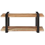 Eleganz TV-Schrank 90x40x40 cm aus massivem Akazienholz mit schwarzer Pulverbeschichtung - Moderner Lautsprecher-Ständer für Wohnzimmer