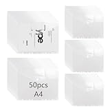 50 Stück Dokumententasche A4 Dokumentenmappe A4 zum Abheften Transparente Dokumententasche Abheftbar mit 2 Klettverschlüsse Sammelmappe mit 11 Lochrand für Schule, Büro, Organisieren
