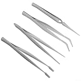 4-teiliges Edelstahl-Pinzetten-Set für Reparatur und Montage, mit verdicktem Material und geraden und gebogenen Spitzen