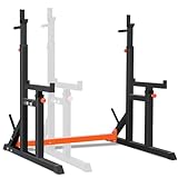 ISE Hantelständer Squat Rack, Hantelständer für Krafttraining, Langhantelständer mit 7 Höhen- und Breiteverstellbar, Kniebeugenständer, Max. bis 200 kg belastbar