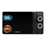 Cecotec Mikrowelle mit Grill Proclean 3130 Flatbed. Kapazität 20 l, 700 W, 6 Stufen, 800 W Grill, schnelles und goldenes Garen, FullCrystal-Design und 3DWave-Technologie für effizientes Kochen