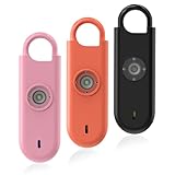 Fauxomor Taschenalarm für Frauen,3 Stück 140DB Schrillalarm Schlüsselanhänger mit LED-Stroboskoplicht und Batteriewarnung, Persönlicher Alarm für Kinder und ältere Menschen(Rosa+Orange+Schwarz)