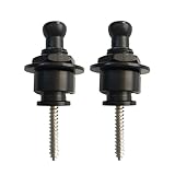 HOODANCOS 2 Stück Gitarrengurt Knopfverschlüsse aus Metall mit Rutschfesten Nägeln Gurtschlösser für Elektrische und Akustikgitarren Gitarrenzubehör Schwarz