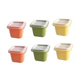 VILLCASE 6 Stück Stapelbare Eiswürfelformen mit Deckel Einzelnes Eiswürfel design Bruchsicher Leicht zu Reinigen Auslaufsicher Schnelle Entnahme für Sommer und Getränke