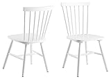 AC Design Furniture Susanne Esszimmerstühle 2er Set, Weiße Küchenstühle, Lackierte Holzstühle aus Birke, Stühle mit Hoher Rückenlehne und Vertikalen Latten, Esszimmermöbel im Skandinavischen Stil