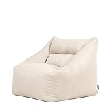Icon Natalia Sitzsack Sessel für Erwachsene, Beige, Stoff für Drinnen und Draußen, Riesen Sitzsack mit Füllung, Bequemer Sessel, Garten, Terrasse, Lounge, Wohnzimmer Möbel