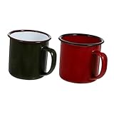 TOYANDONA 2 Stück Retro Emaille Trinkbecher aus Bruchsicherem Leichtem Material mit Praktischem Henkel für Zuhause und Büro Widerstandsfähige Einfache Reinigung Farbiges Vintage design Rot
