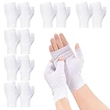 6 Paar Fingerlose Ekzem Handschuhe,Weiße Baumwollhandschuhe Neurodermitis Medizinische Feuchtigkeitsspendende Handschuhe Wiederverwendbare Touchscreen Lotion Handschuhe für trockene Hände schlafen