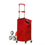 42 l Treppensteiger-Einkaufstasche mit dickem, wasserdichtem Oxford-Material und isoliertem Futter, entworfen für Lebensmitteleinkäufe, Camping, Wäsche und Aufbewahrung (rot)