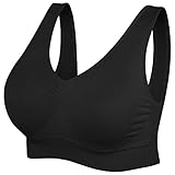 SIMIYA BH Damen ohne Bügel Bustier Damen große Brüste Schlaf BH Push up Sport BH gepolstert Bralette (Schwarz,4XL)